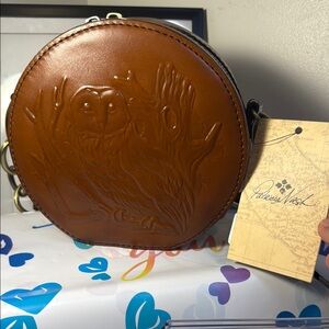 Patricia Nash Tan Leather Owl Embossed Bag-